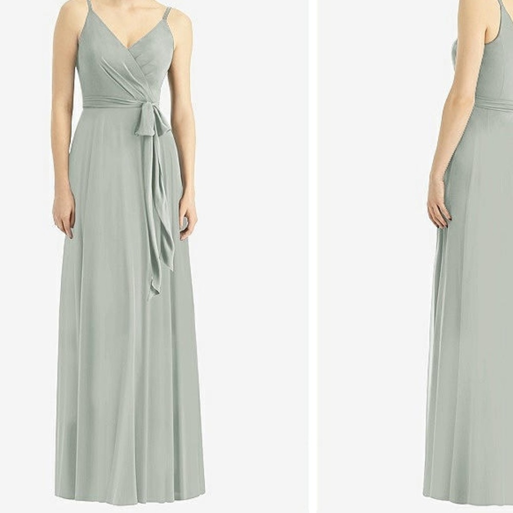 NWT Dessy Draped Wrap Chiffon Gown